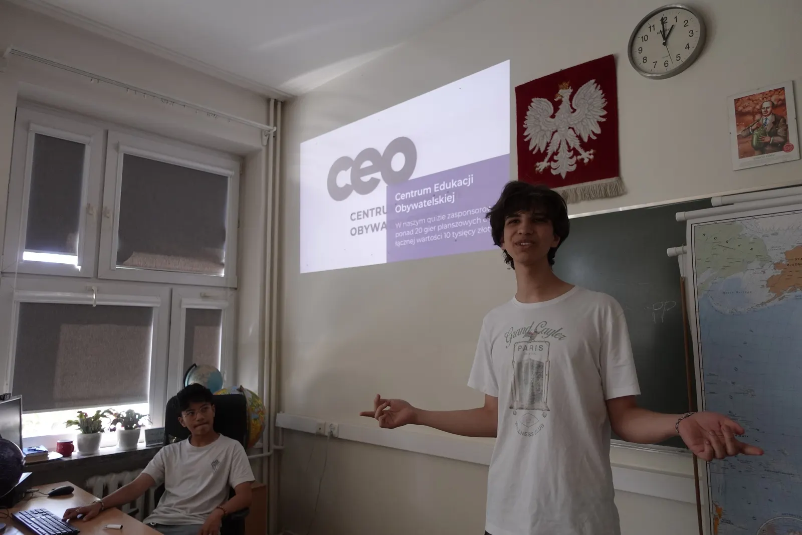 Presenting Ecovita in a classroom at my high school